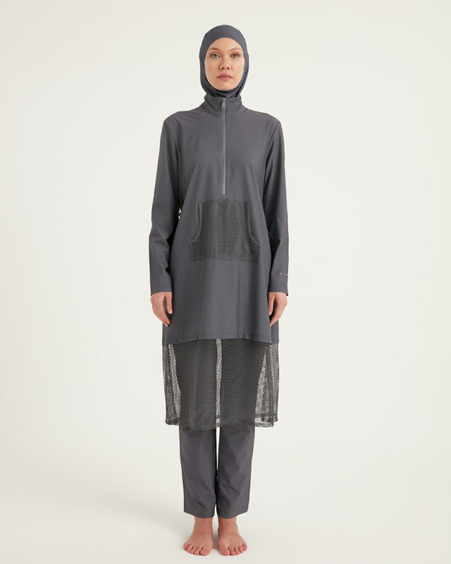 Marina Grey Modest Swimwear Burkini long length - M2508-4