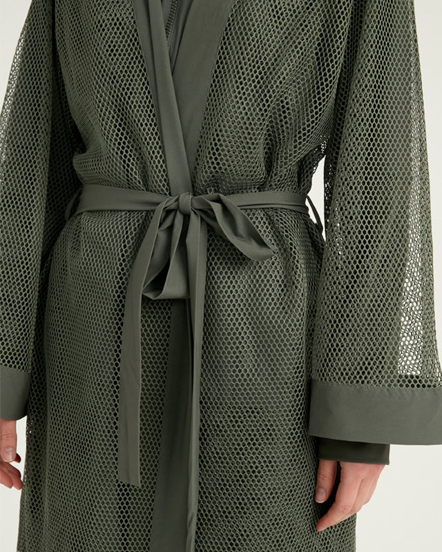 Khaki Full Coverage Mesh Kimono – P2501-3