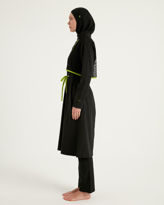 Black Full Coverage Modest Swimwear Burkini Set M2506-1