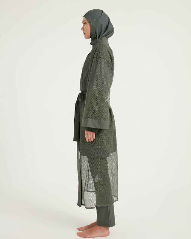 Khaki Full Coverage Mesh Kimono – P2501-3