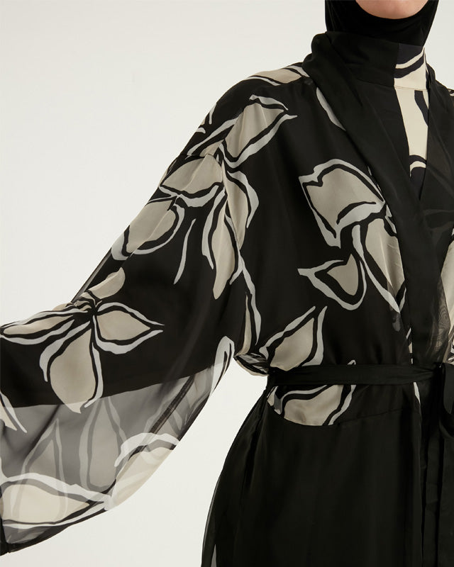 Silky Full Length Modest Kimono Lightweight Elegant Beach Cover P2509