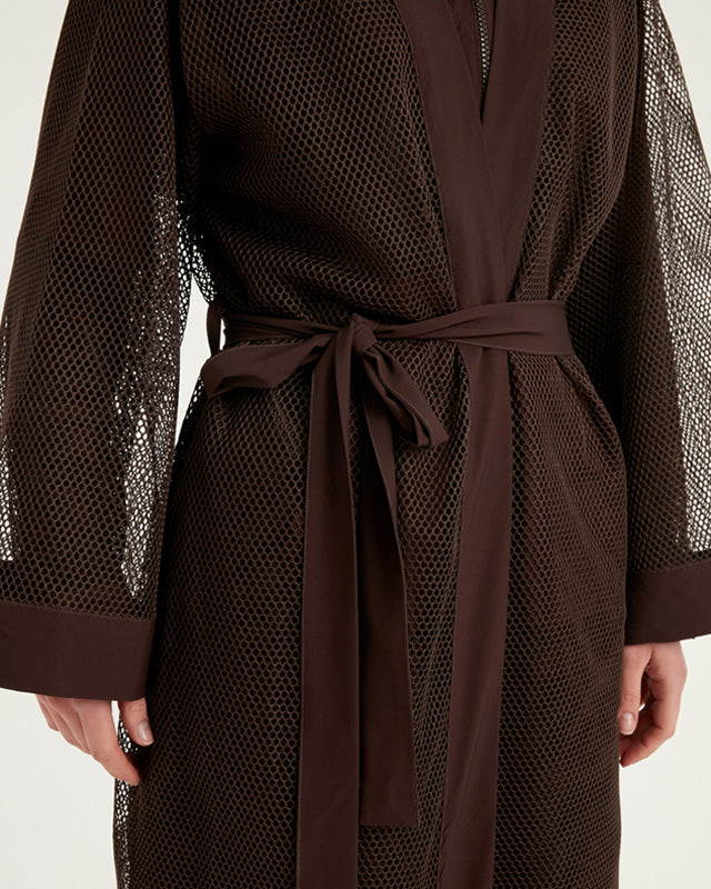 Brown Modest Full Coverage Mesh Kimono – P2501-4