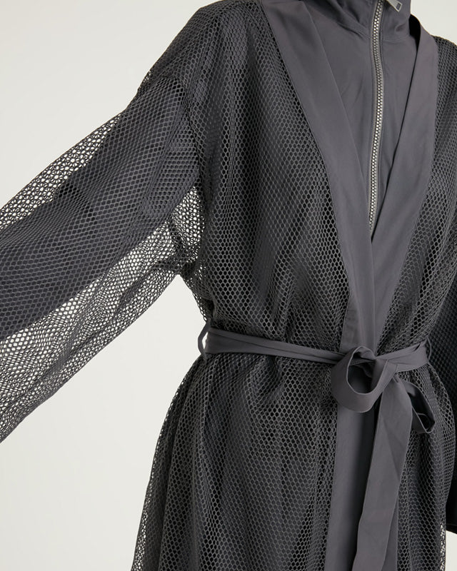 Charcoal Full Length Modest Mesh Kimono – P2501-5