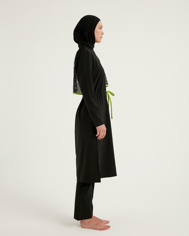 Black Full Coverage Modest Swimwear Burkini Set M2506-1
