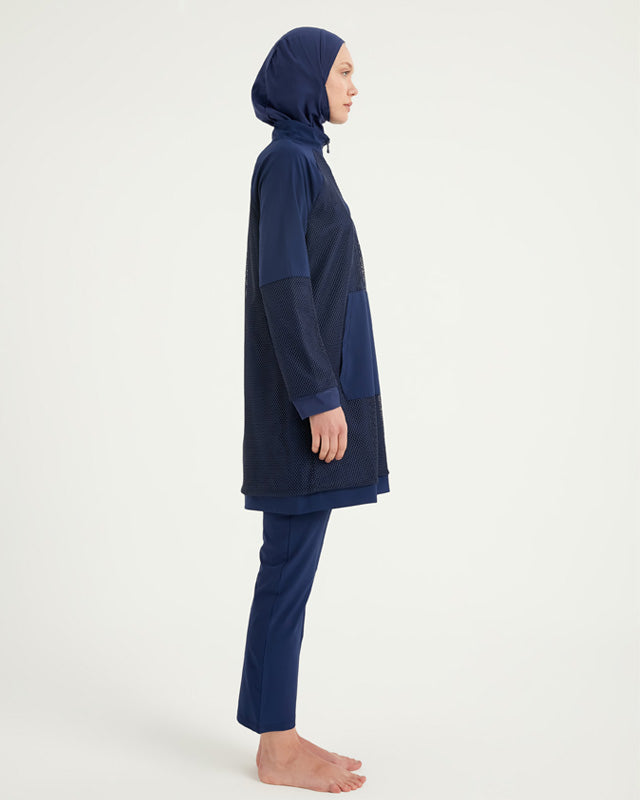 Navy Full Coverage Modest Swimwear Burkini Set M2534-2