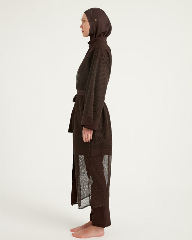 Brown Modest Full Coverage Mesh Kimono – P2501-4