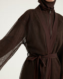 Brown Modest Full Coverage Mesh Kimono – P2501-4
