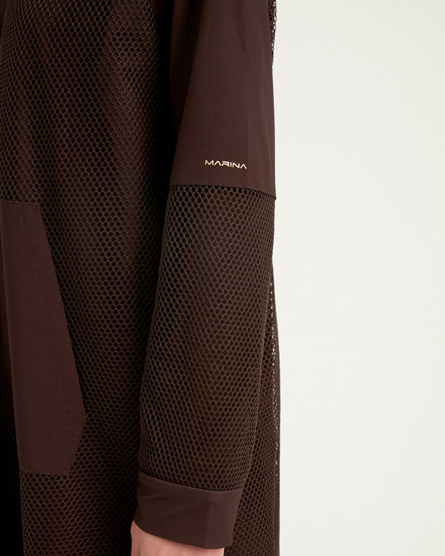 Brown Full Coverage Tulle Detail Modest Swimwear Burkini Set M2534-4