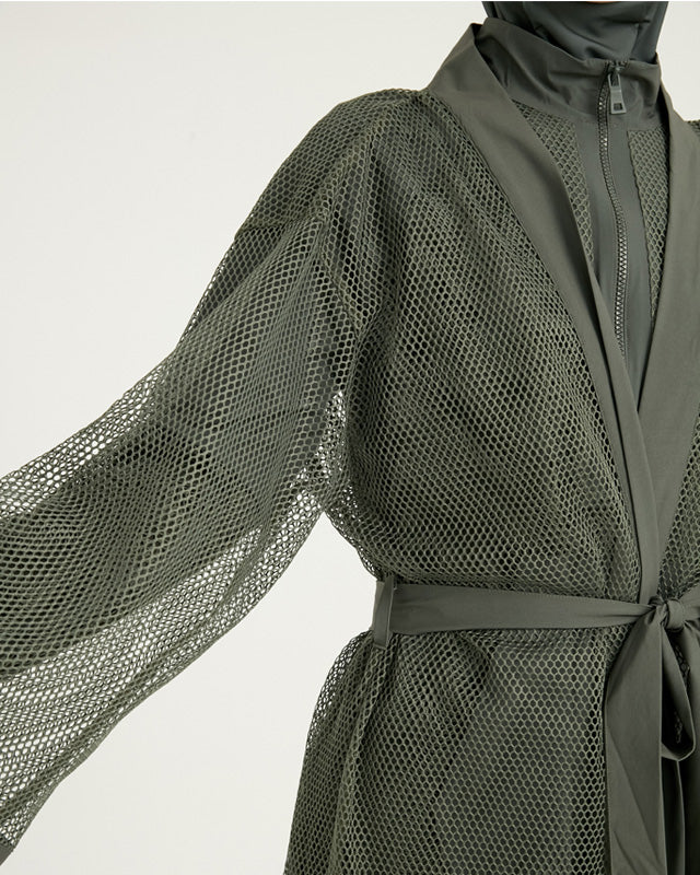 Khaki Full Coverage Mesh Kimono – P2501-3